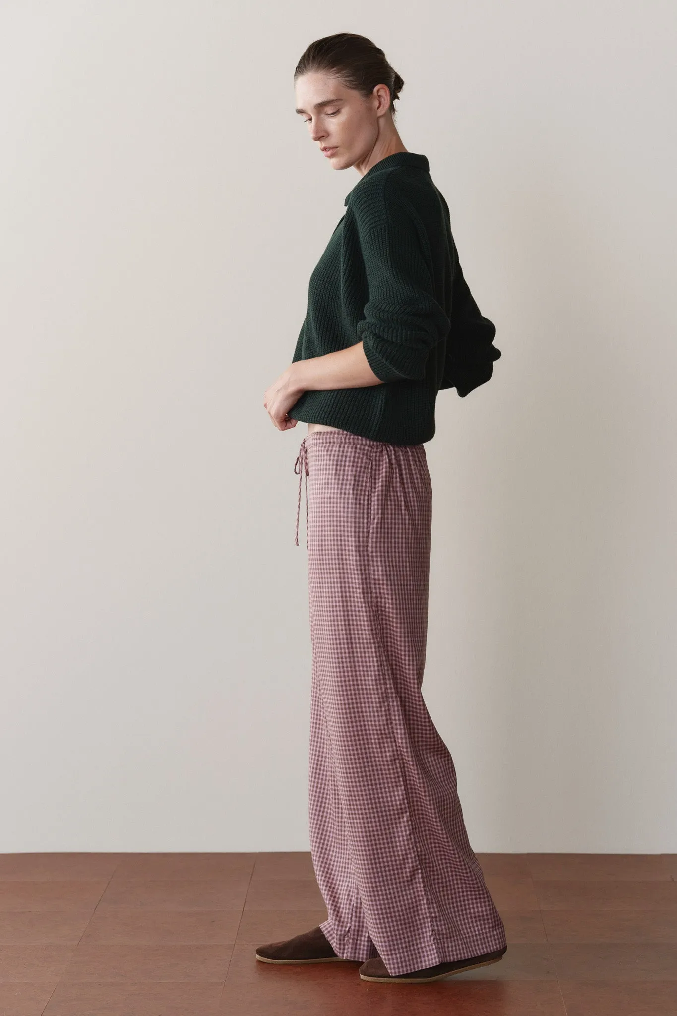 The Tencel Plaid Tie Pant sold by DONNI. product image thumbnail 3