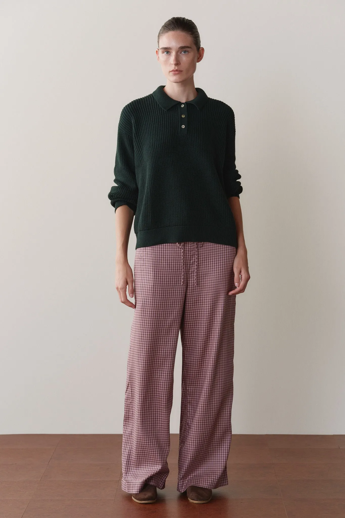 The Tencel Plaid Tie Pant sold by DONNI.