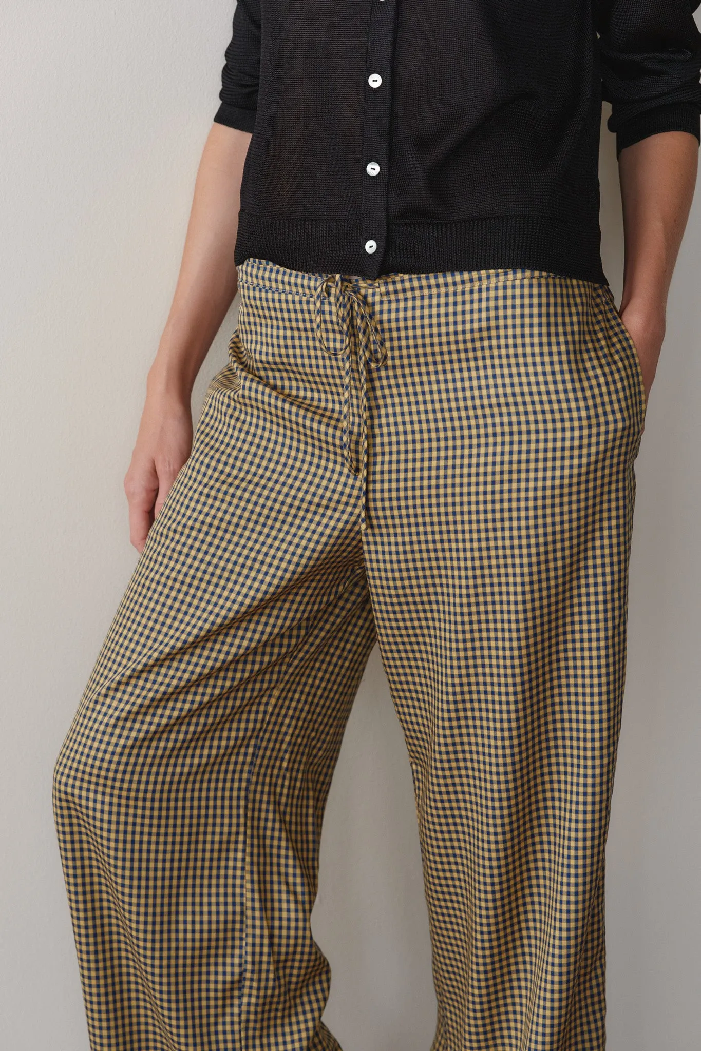 The Tencel Plaid Tie Pant sold by DONNI. product image thumbnail 3