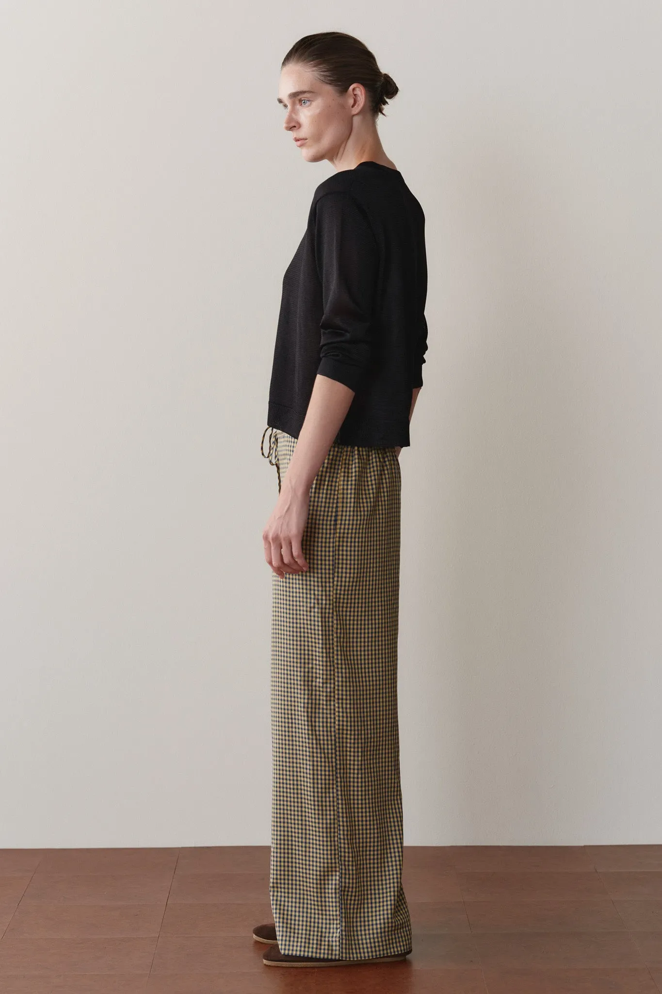 The Tencel Plaid Tie Pant sold by DONNI. product image thumbnail 4