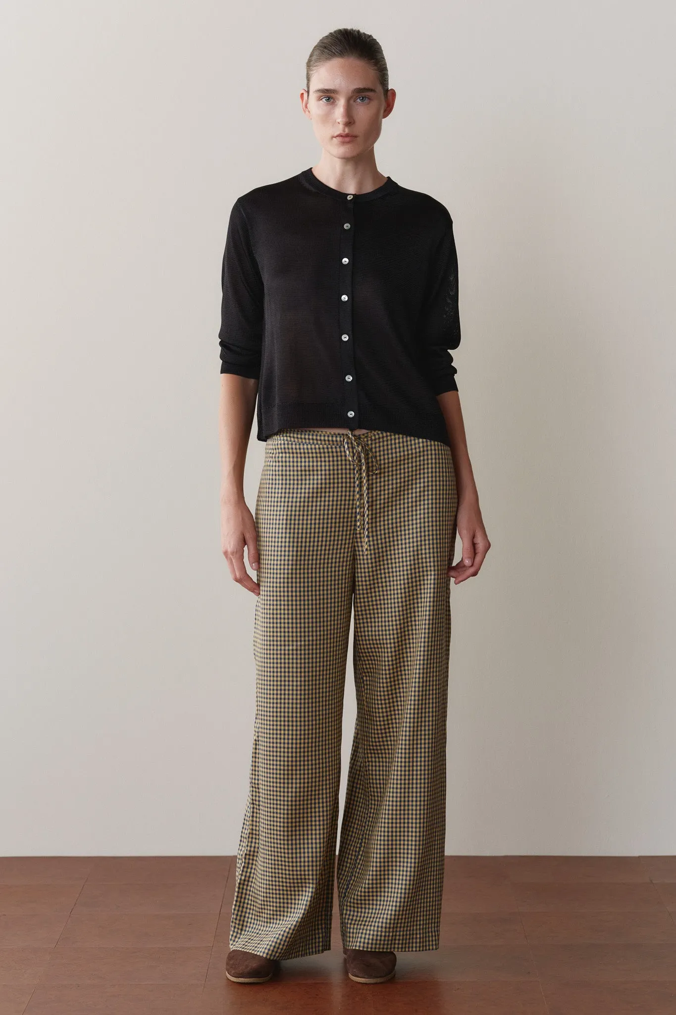 The Tencel Plaid Tie Pant sold by DONNI. product image thumbnail 2