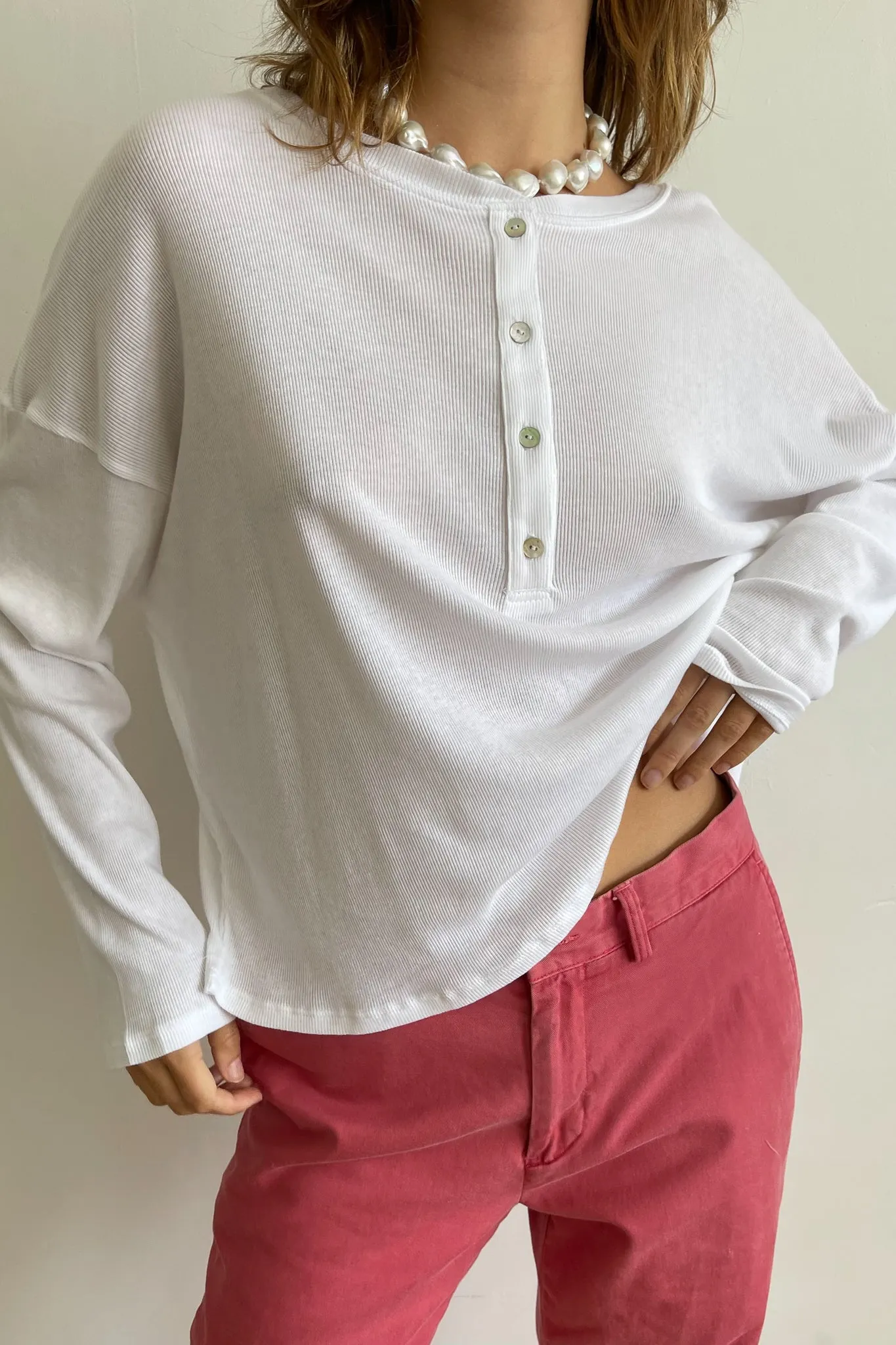 rib henley long sleeve sold by DONNI.