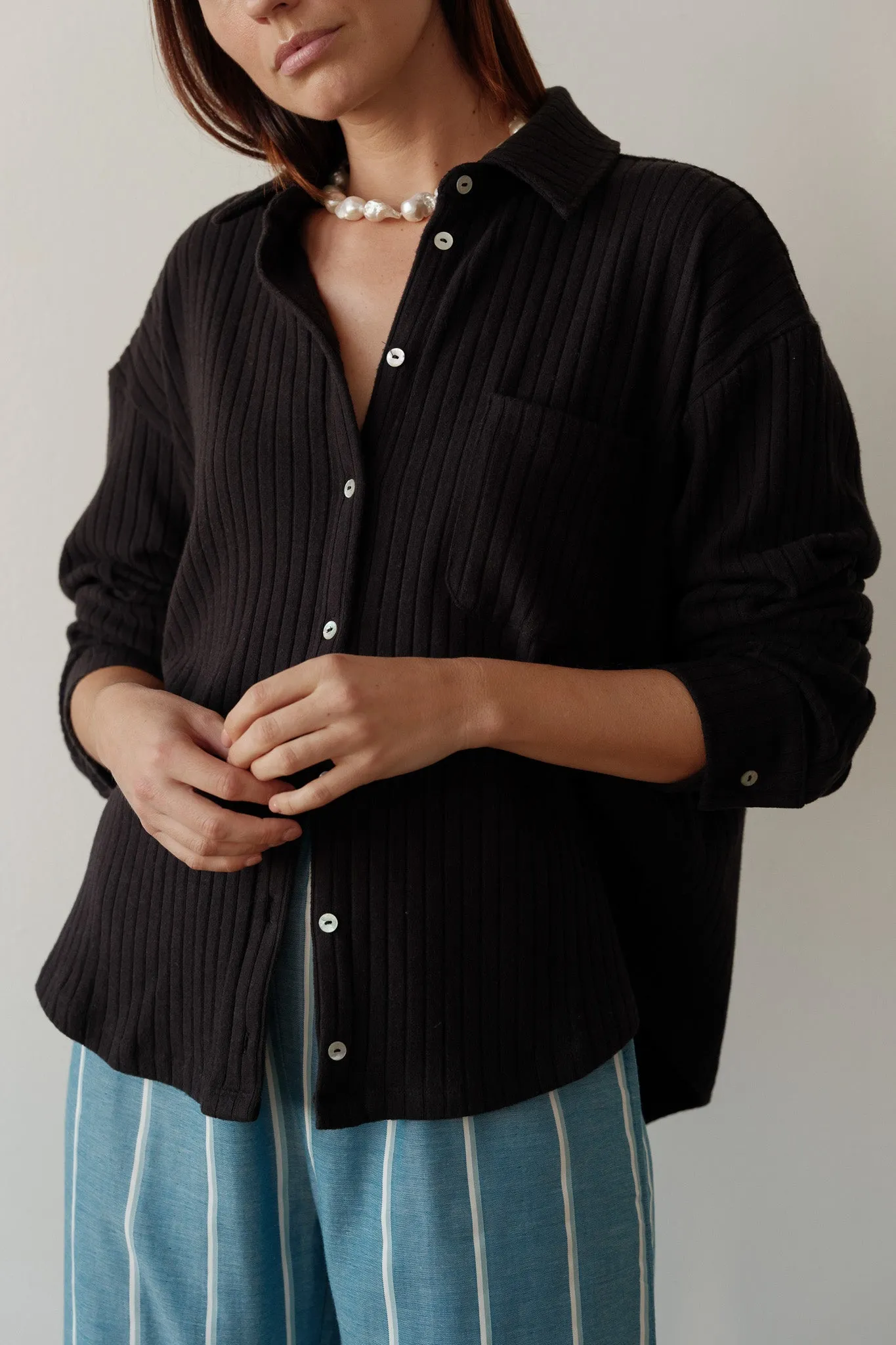 The Sweater Rib Button Down sold by DONNI. product image thumbnail 3