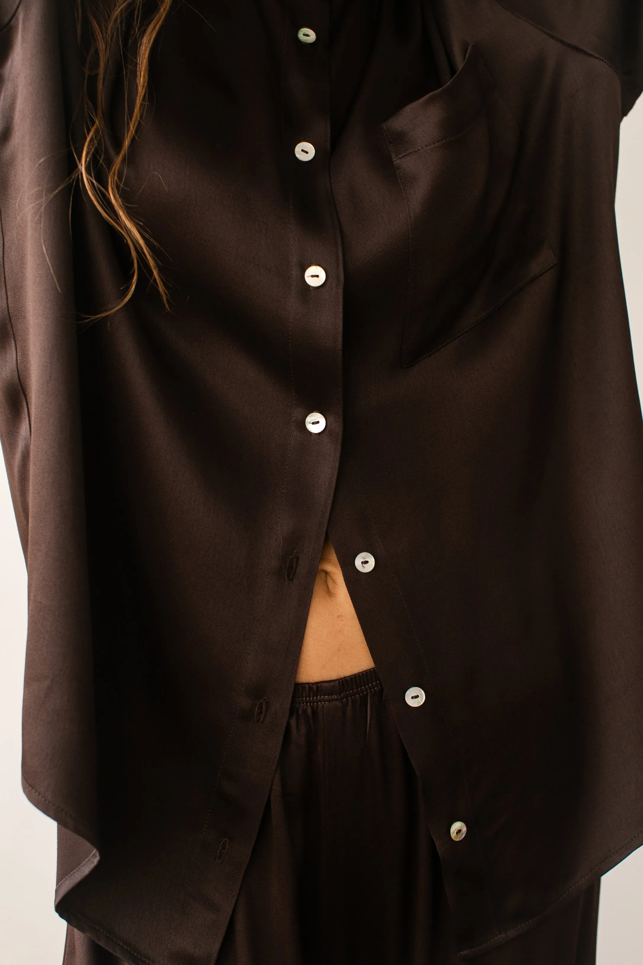 The Satiny Mandarin Shirt sold by DONNI. product image thumbnail 5