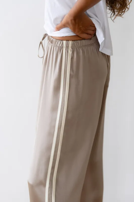 The Silk Stripe Crop Pant sold by DONNI.