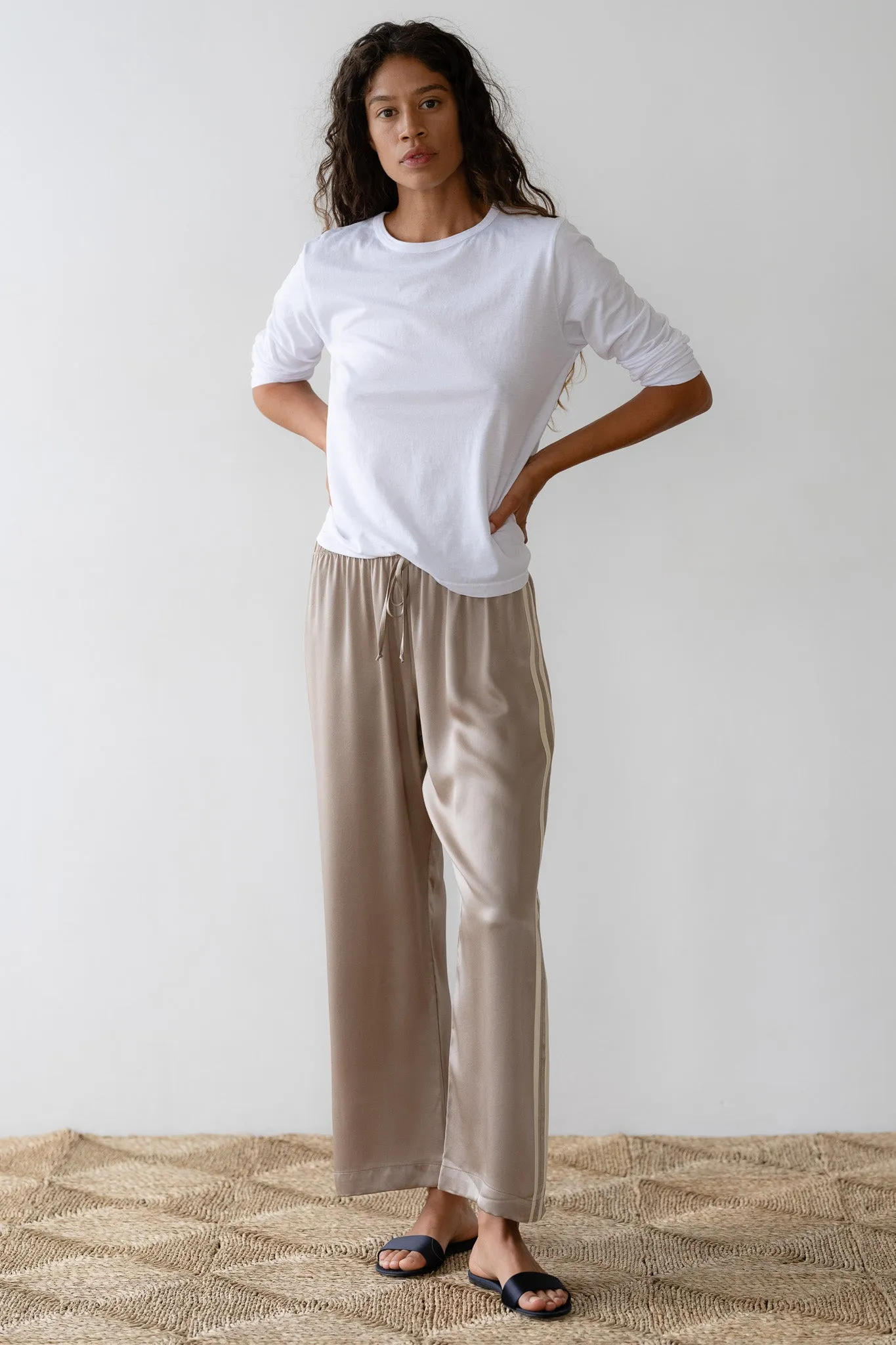 The Silk Stripe Crop Pant sold by DONNI. product image thumbnail 5
