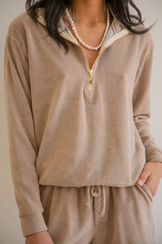 terry 1/2 zip sold by DONNI.