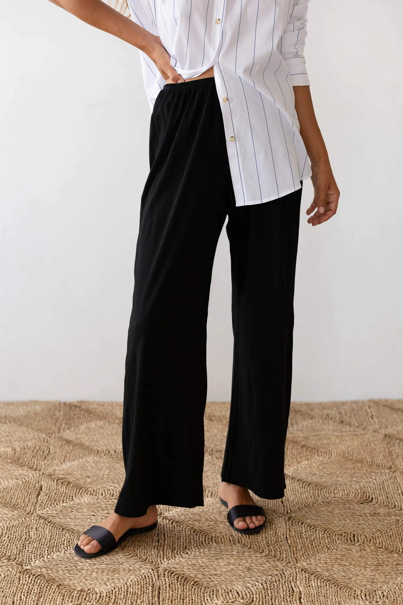 The Jersey Simple Crop Pant sold by DONNI.