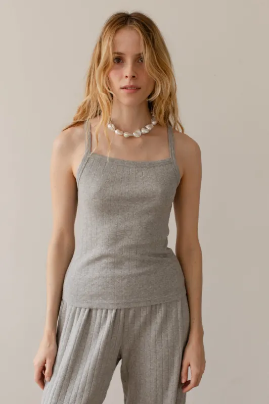 The Pointelle Square Neck Tank sold by DONNI.