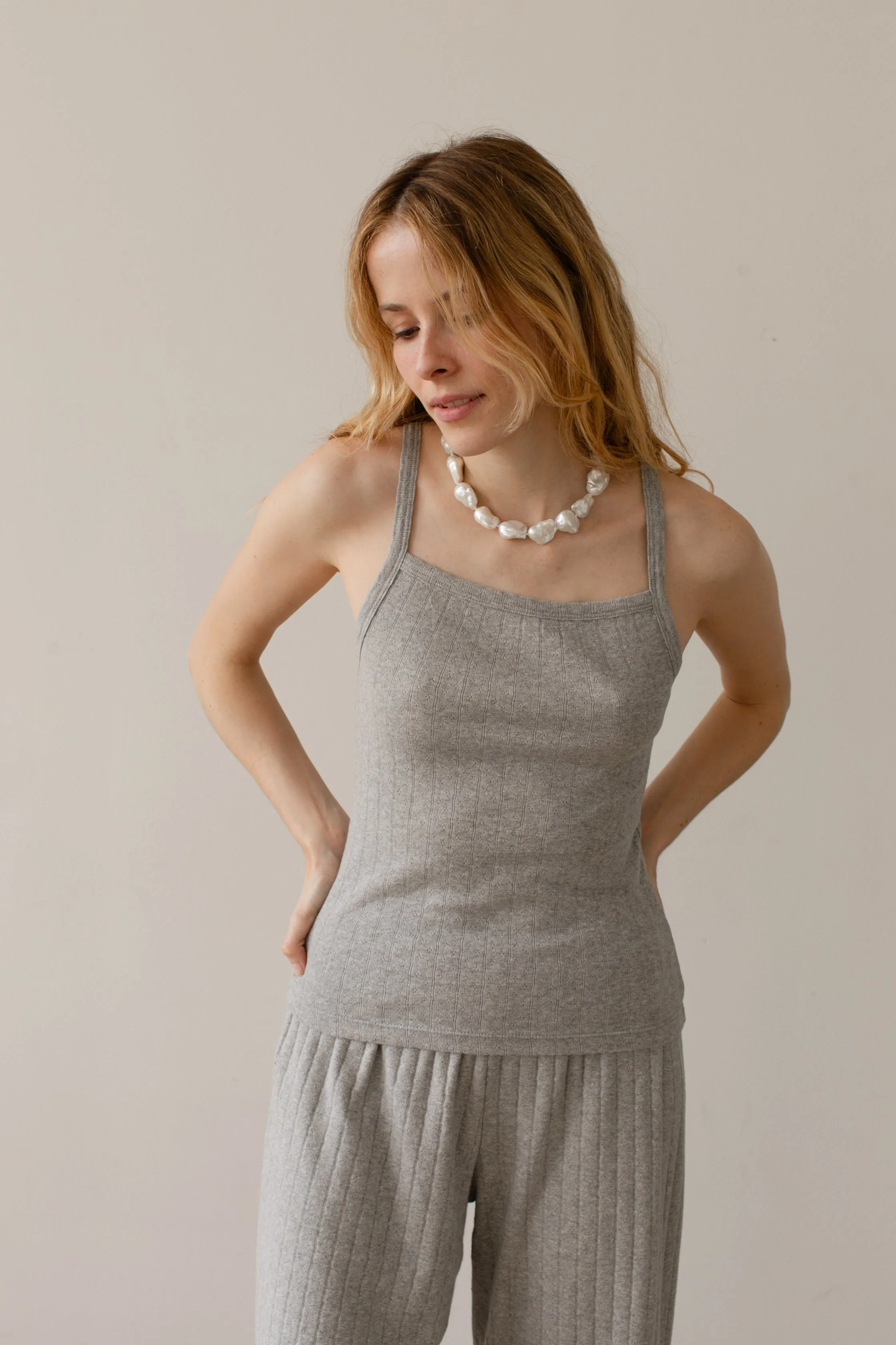 The Pointelle Square Neck Tank sold by DONNI. product image thumbnail 3