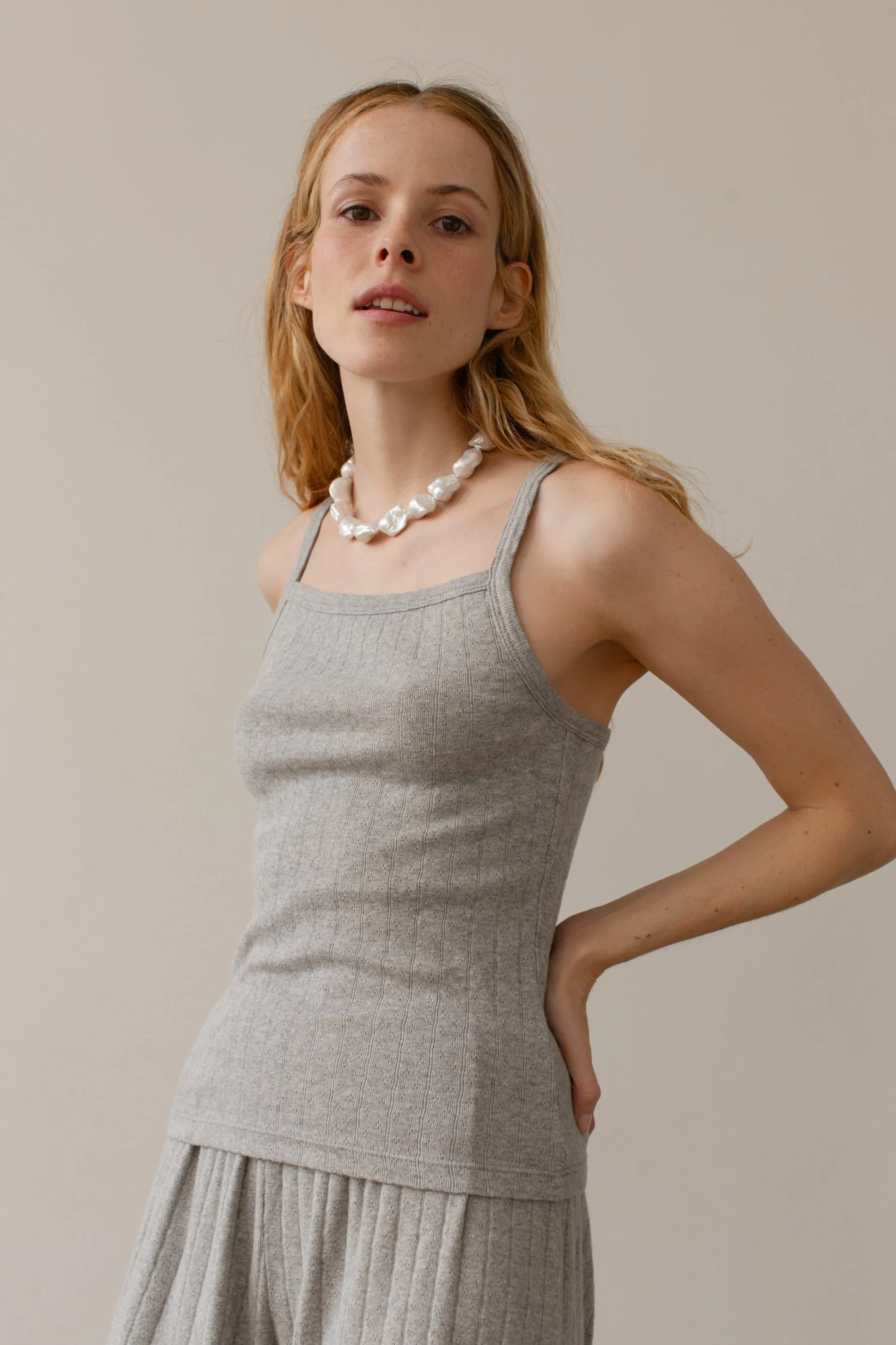 The Pointelle Square Neck Tank sold by DONNI. product image thumbnail 4