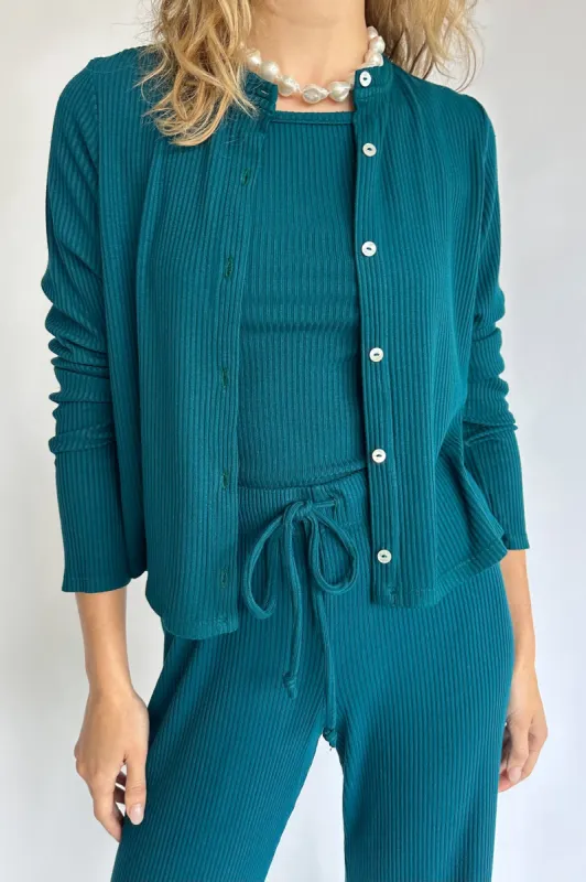 rib knit cardi sold by DONNI.