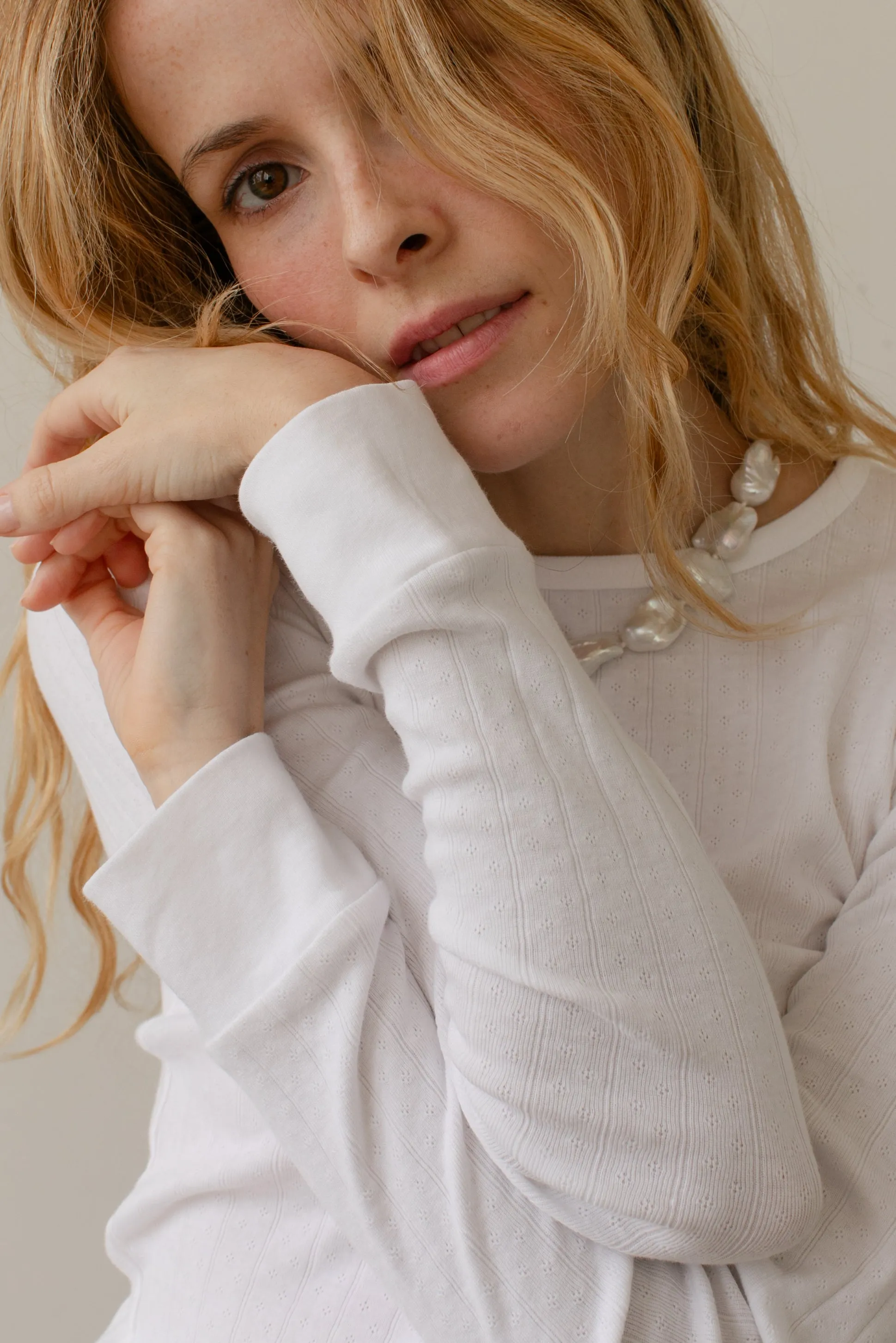 The Pointelle Long Sleeve sold by DONNI. product image thumbnail 2