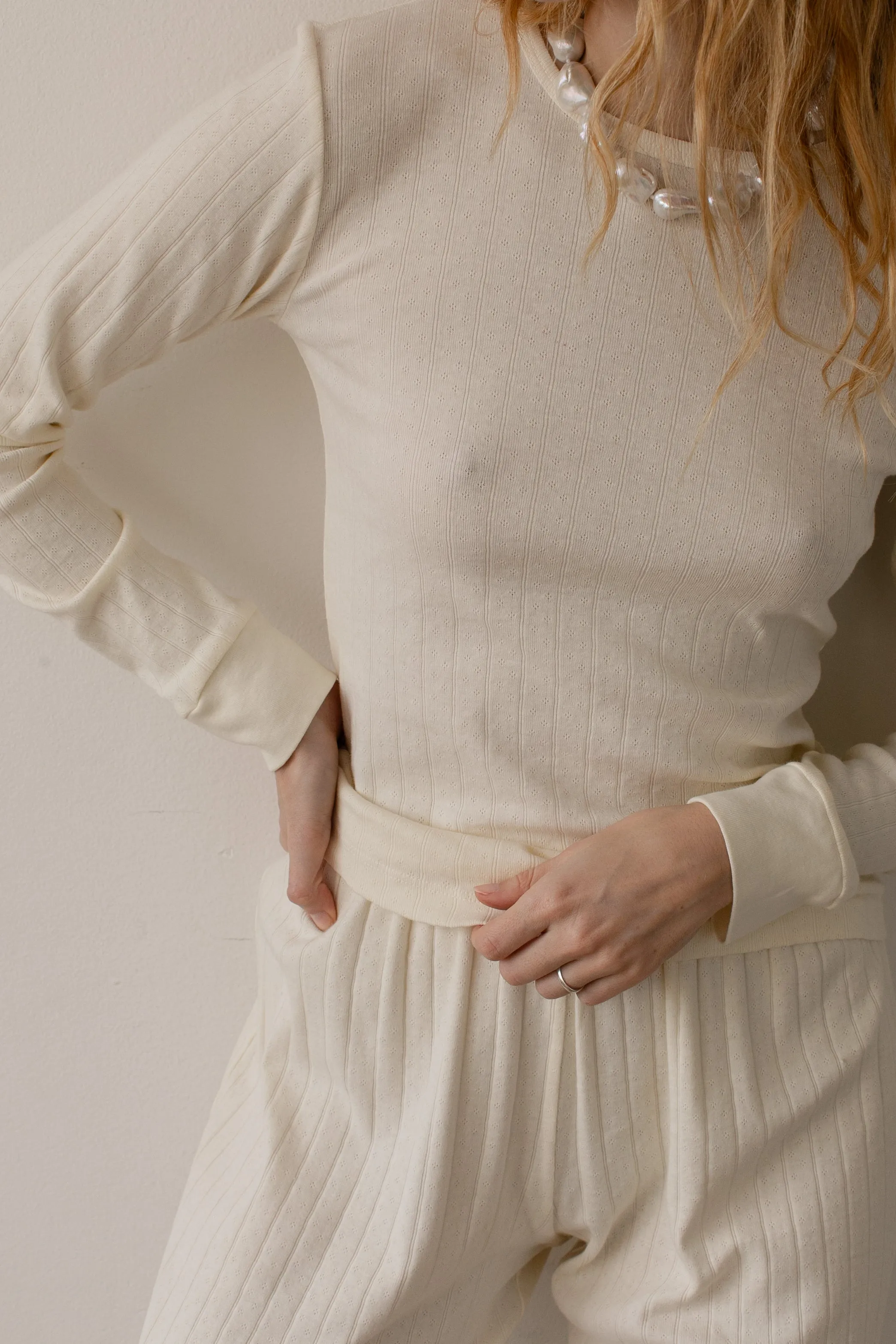 The Pointelle Long Sleeve sold by DONNI. product image thumbnail 3