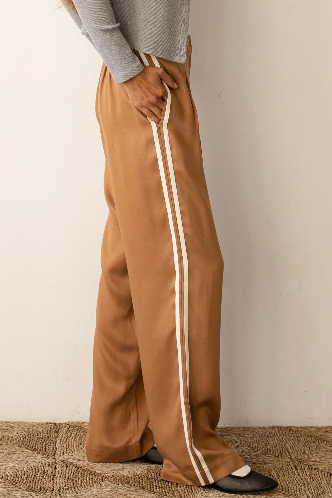 The Twill Pleated Stripe Pant sold by DONNI. product image thumbnail 3