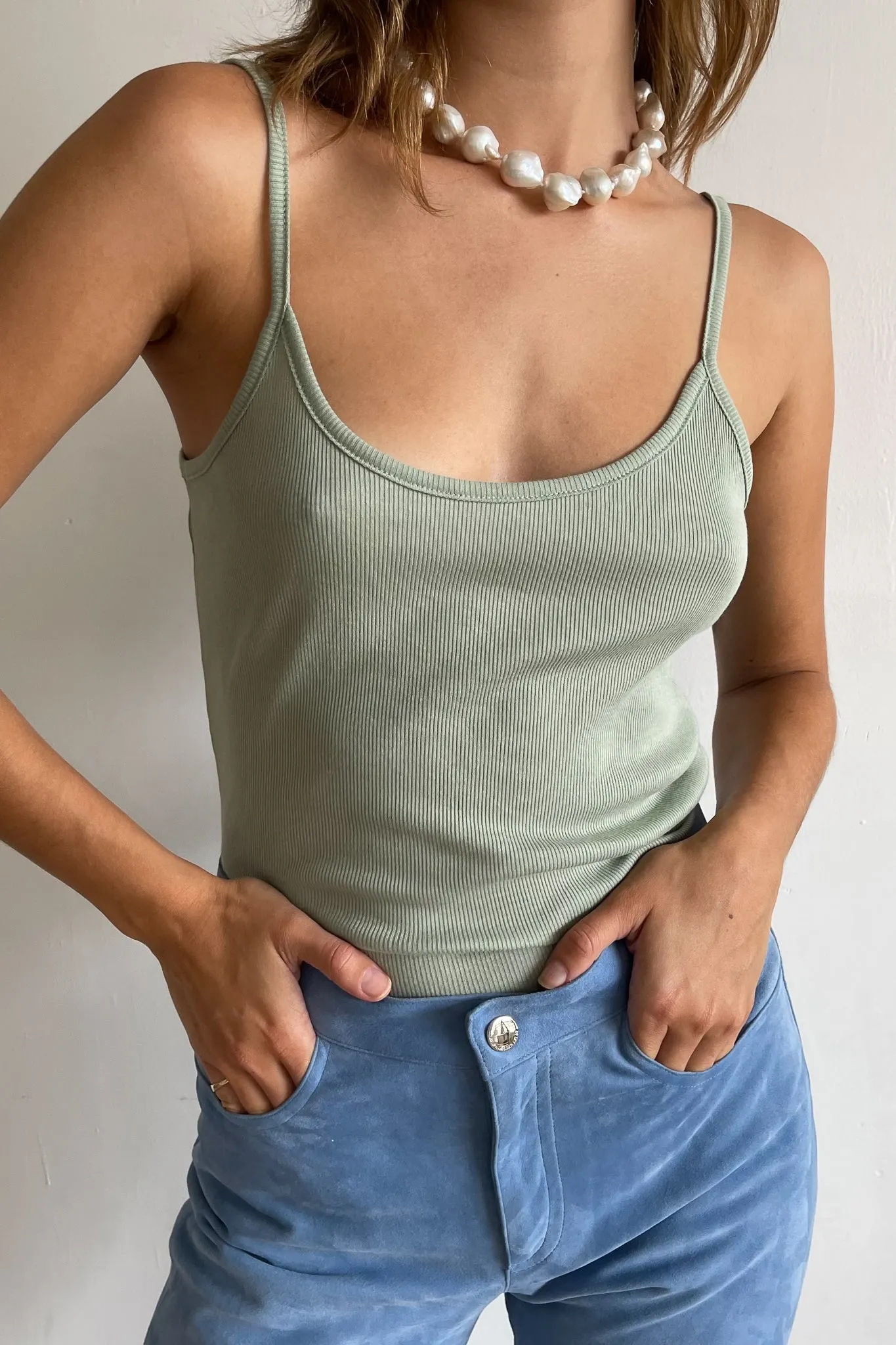 rib spaghetti tank sold by DONNI. product image thumbnail 2