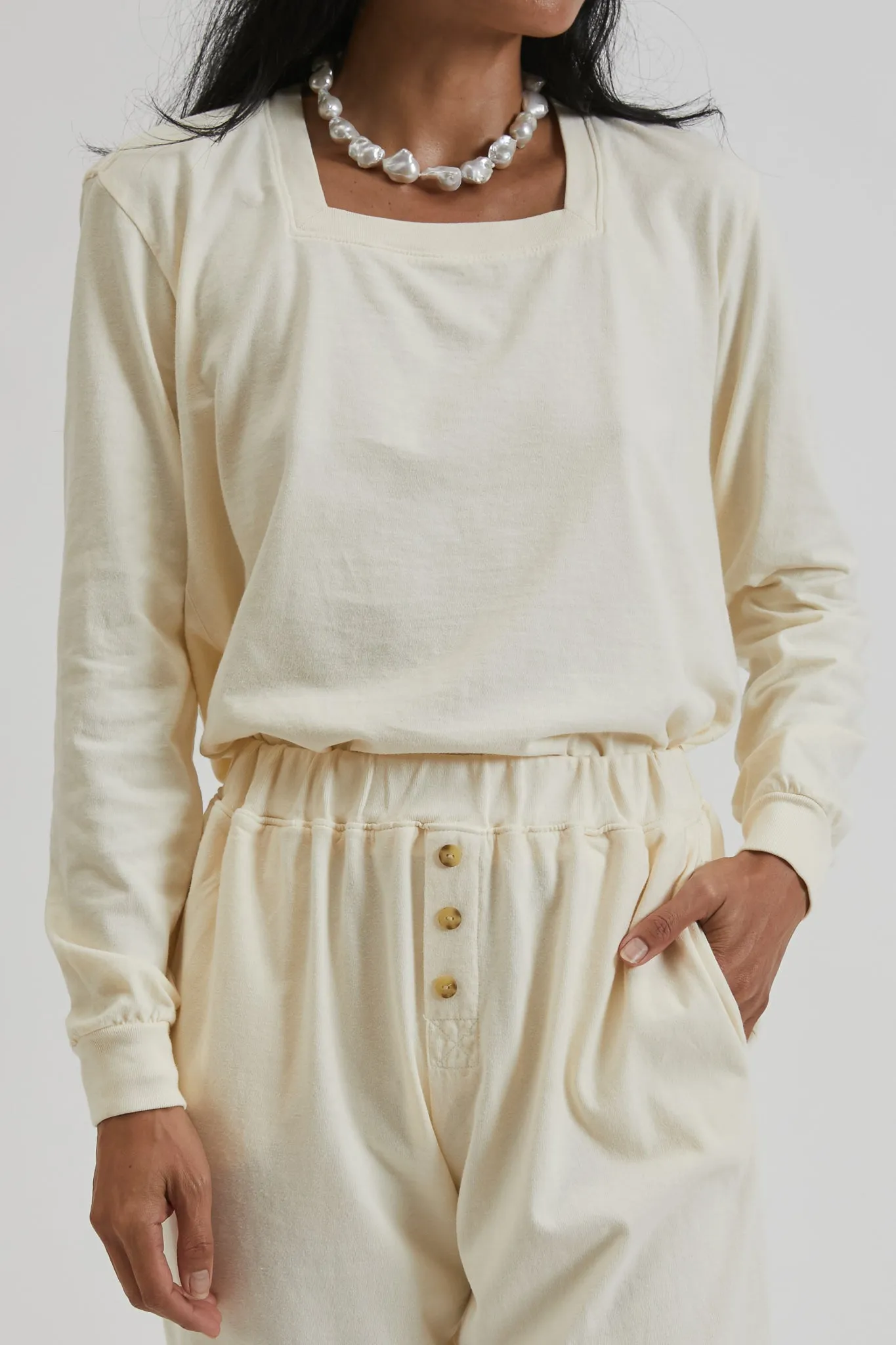 jersey square neck long sleeve sold by DONNI.