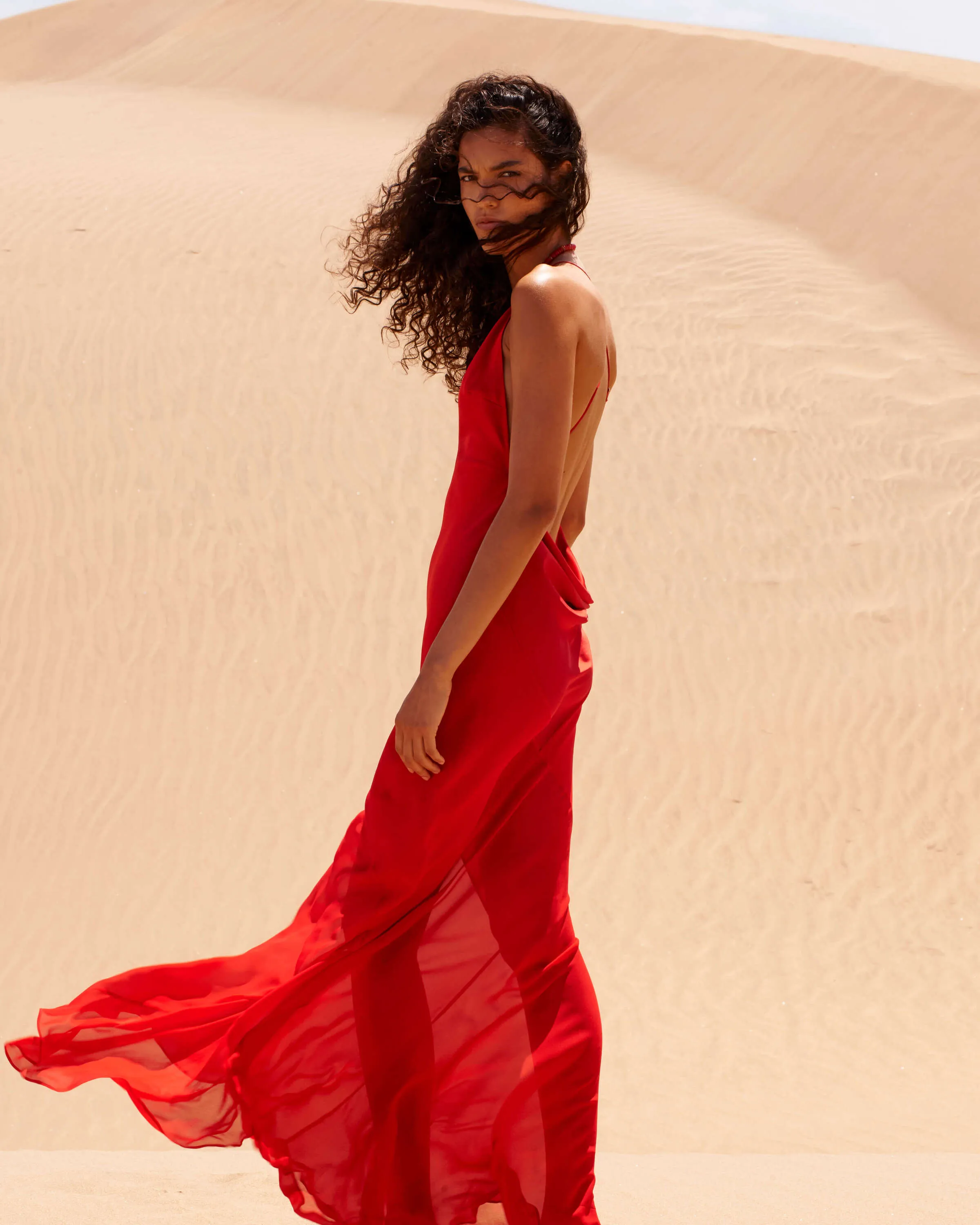 Lotus Slip Dress Red sold by Rat & Boa