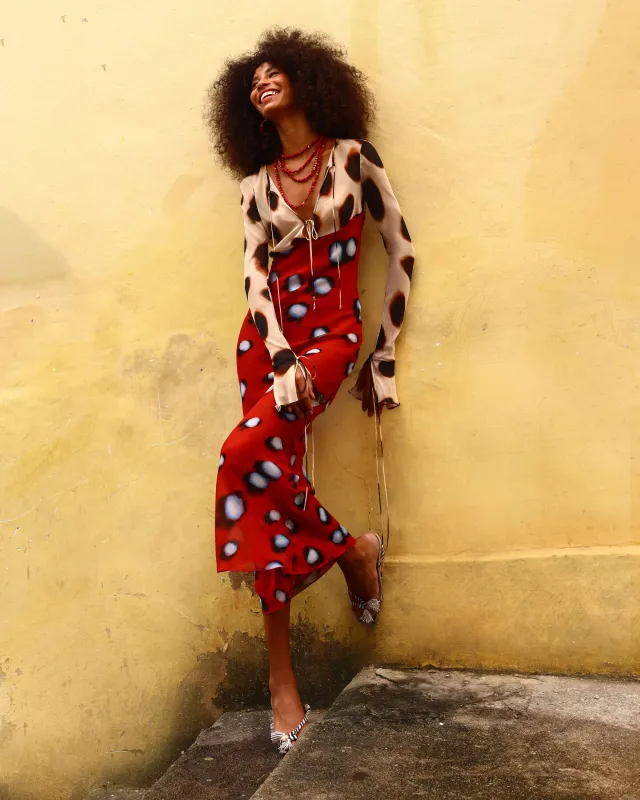 Sabine Dress Red made by Rat & Boa