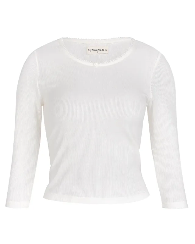 Tencel Linen Rose Bud Top - White sold by My Mum Made It