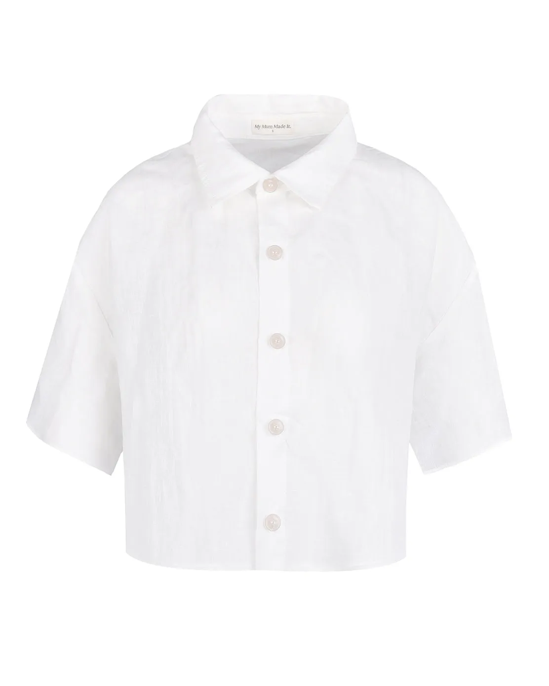 Linen Cropped Short Sleeve Blouse - White sold by My Mum Made It