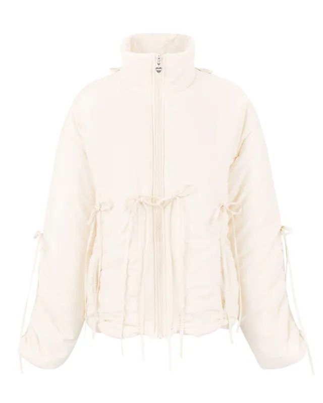 Bow Puffer Jacket - Cream sold by My Mum Made It
