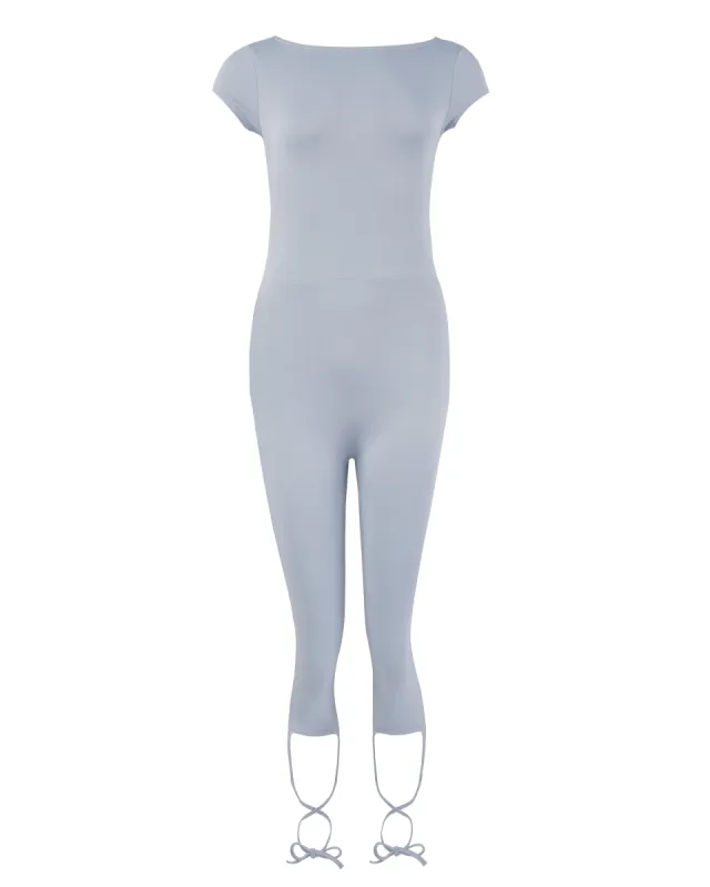 Lace Back Tie Capri Unitard - Blue Haze sold by My Mum Made It