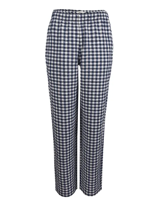 Linen Gingham PJ Pants - Navy & White sold by My Mum Made It