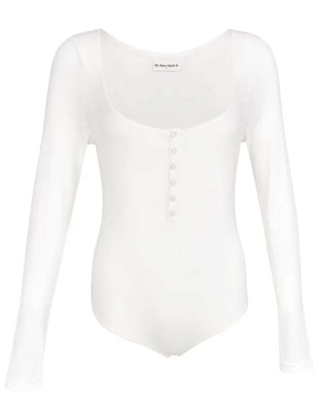 Tencel Linen Button Bodysuit - White sold by My Mum Made It