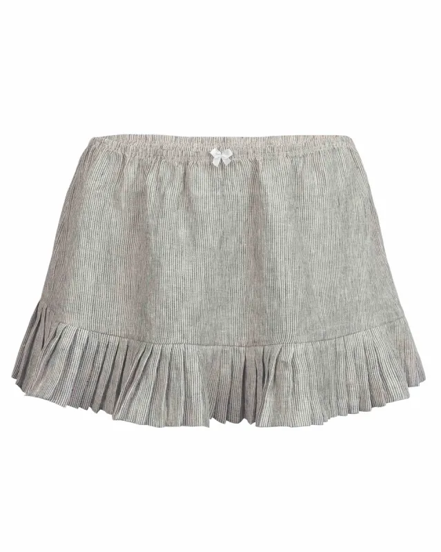 Pleat Mini Skirt - Grey Stripe sold by My Mum Made It