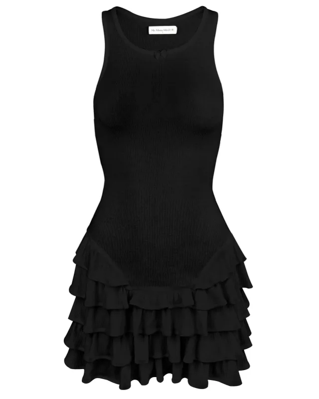 Frill Tank Dress - Obsidian sold by My Mum Made It