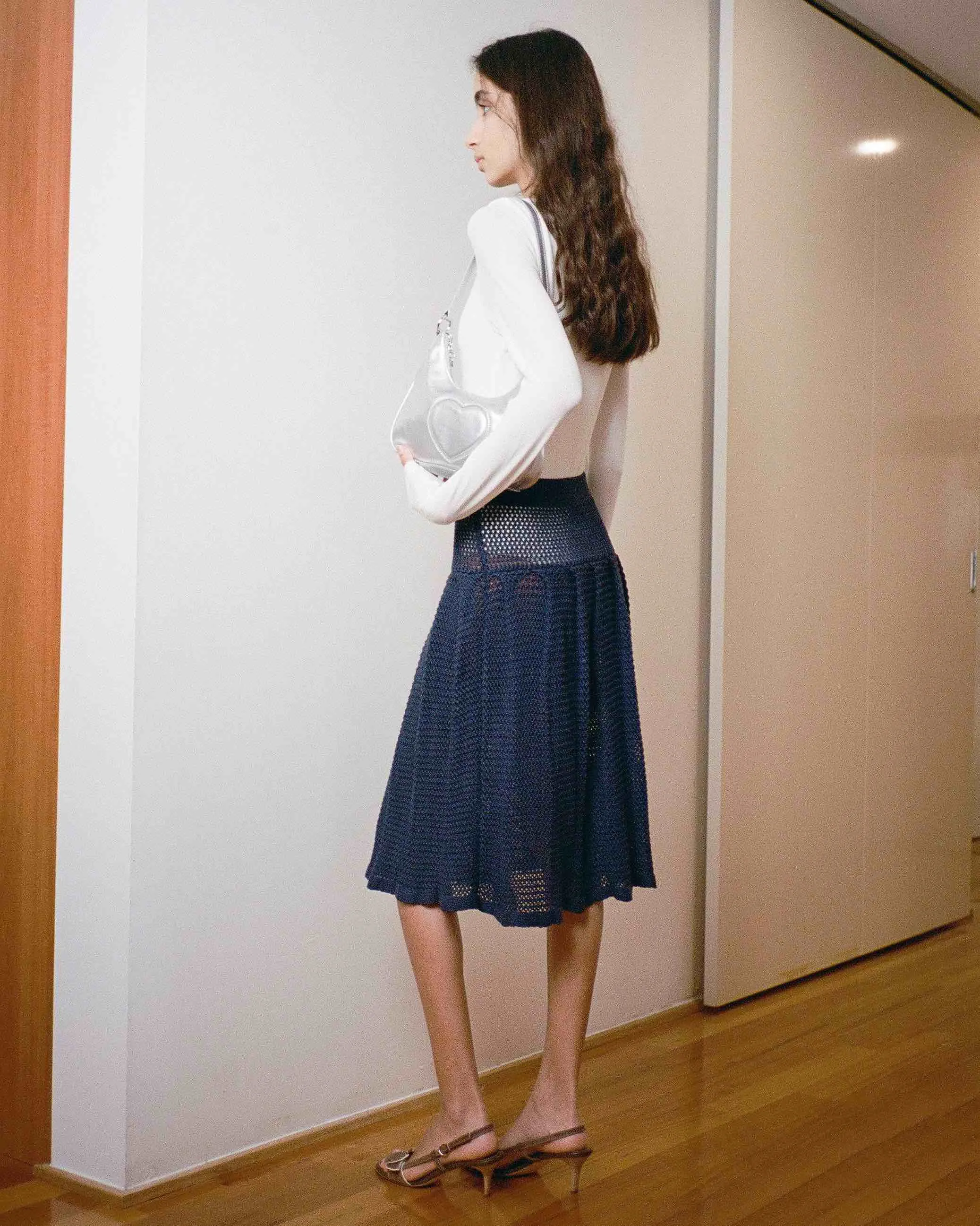 Crochet Pleat Midi Skirt - Evening Blue sold by My Mum Made It product image thumbnail 4