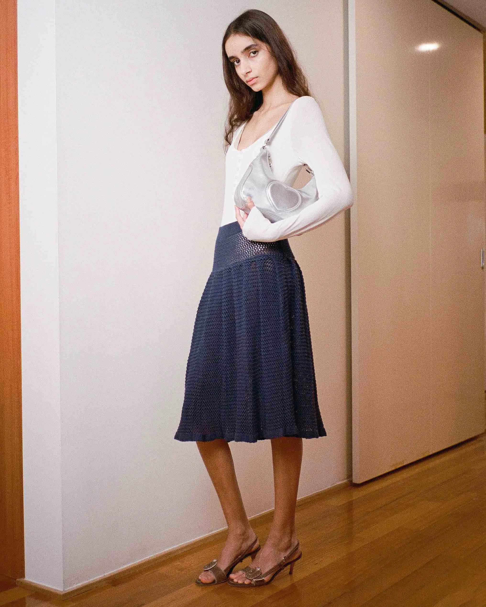 Crochet Pleat Midi Skirt - Evening Blue sold by My Mum Made It product image thumbnail 3