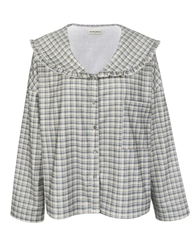 Sweetie Blouse - Faded Blue Flannel sold by My Mum Made It