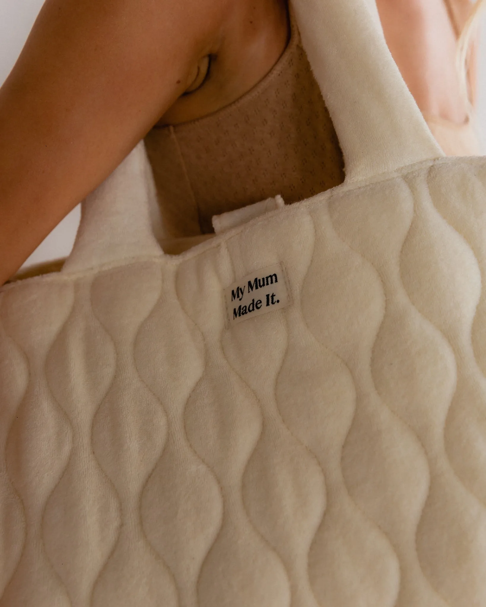 Organic Terry Quilted Tote Bag - Off White sold by My Mum Made It product image thumbnail 5