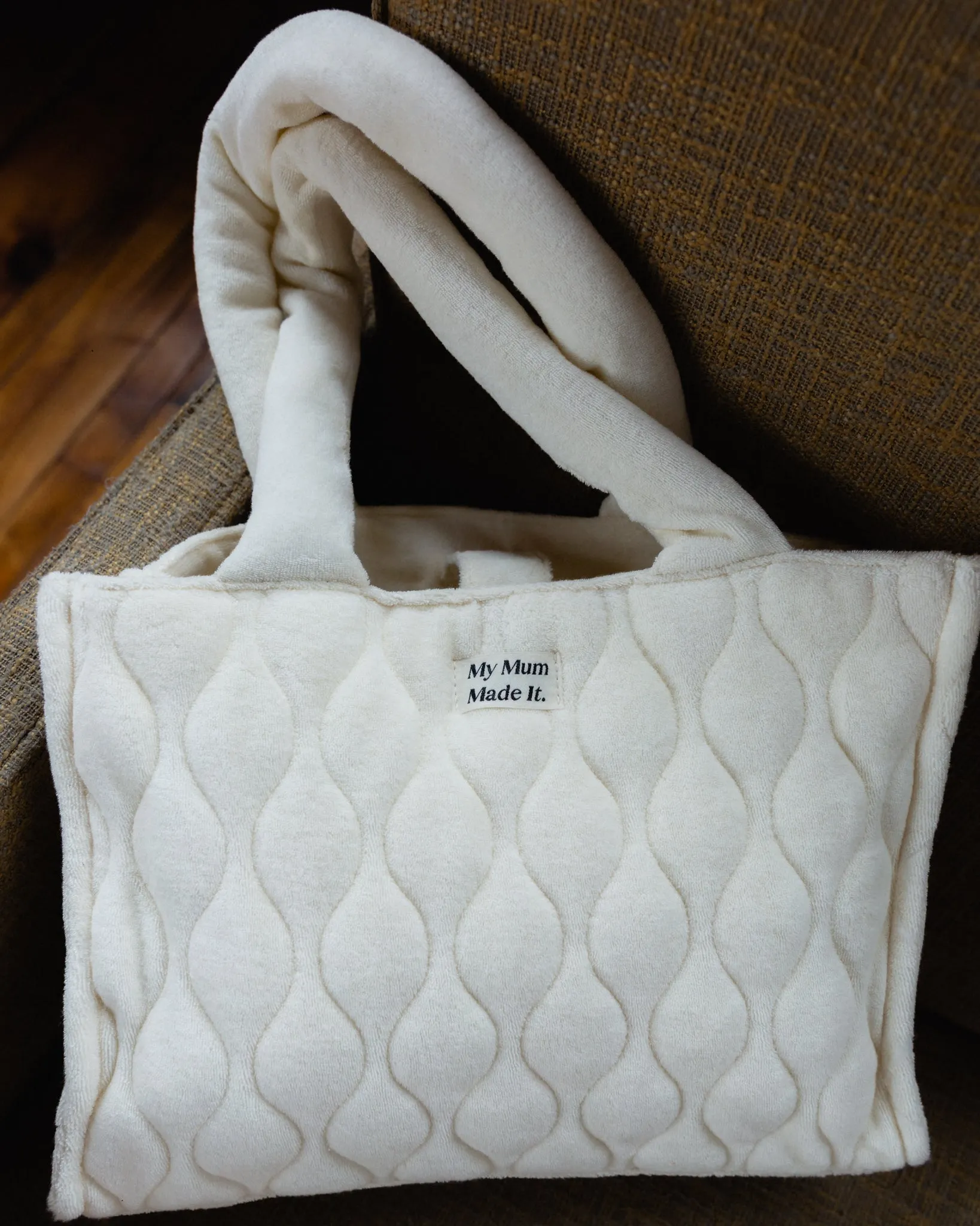 Organic Terry Quilted Tote Bag - Off White sold by My Mum Made It product image thumbnail 4