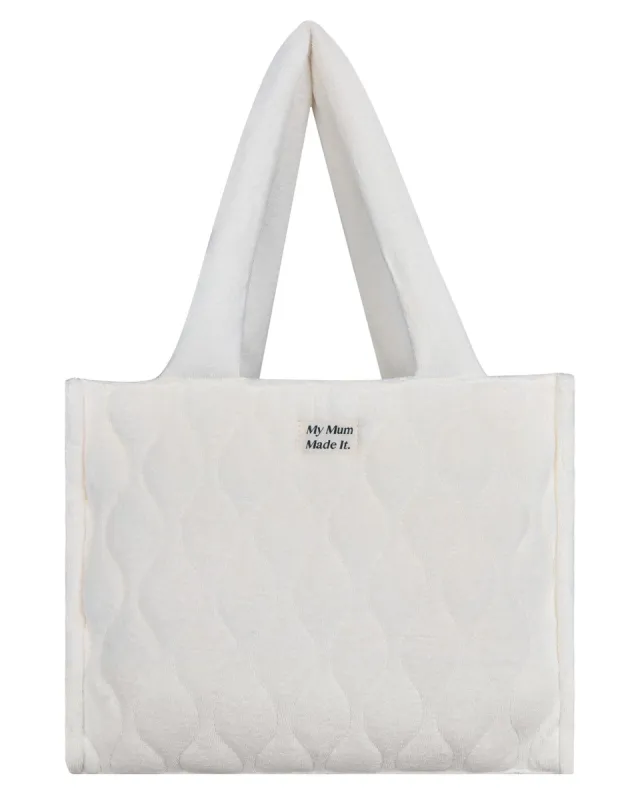 Organic Terry Quilted Tote Bag - Off White sold by My Mum Made It