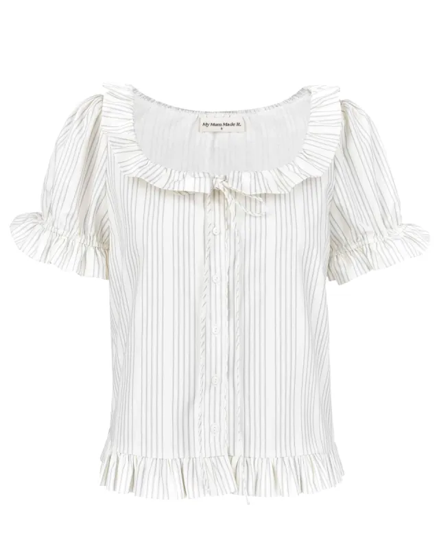 Genevieve Blouse - Chalk Stripe sold by My Mum Made It