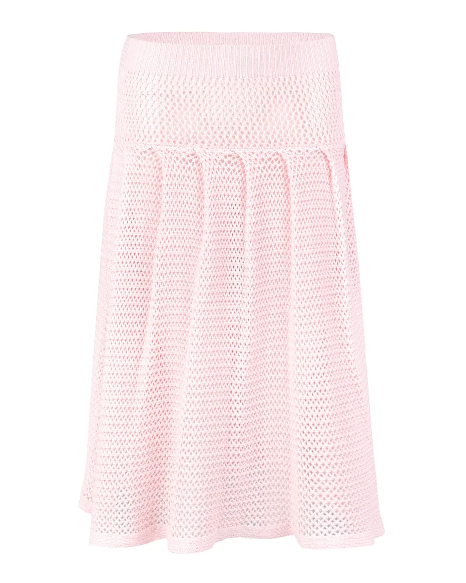 Crochet Pleat Midi Skirt - Soft Pink sold by My Mum Made It
