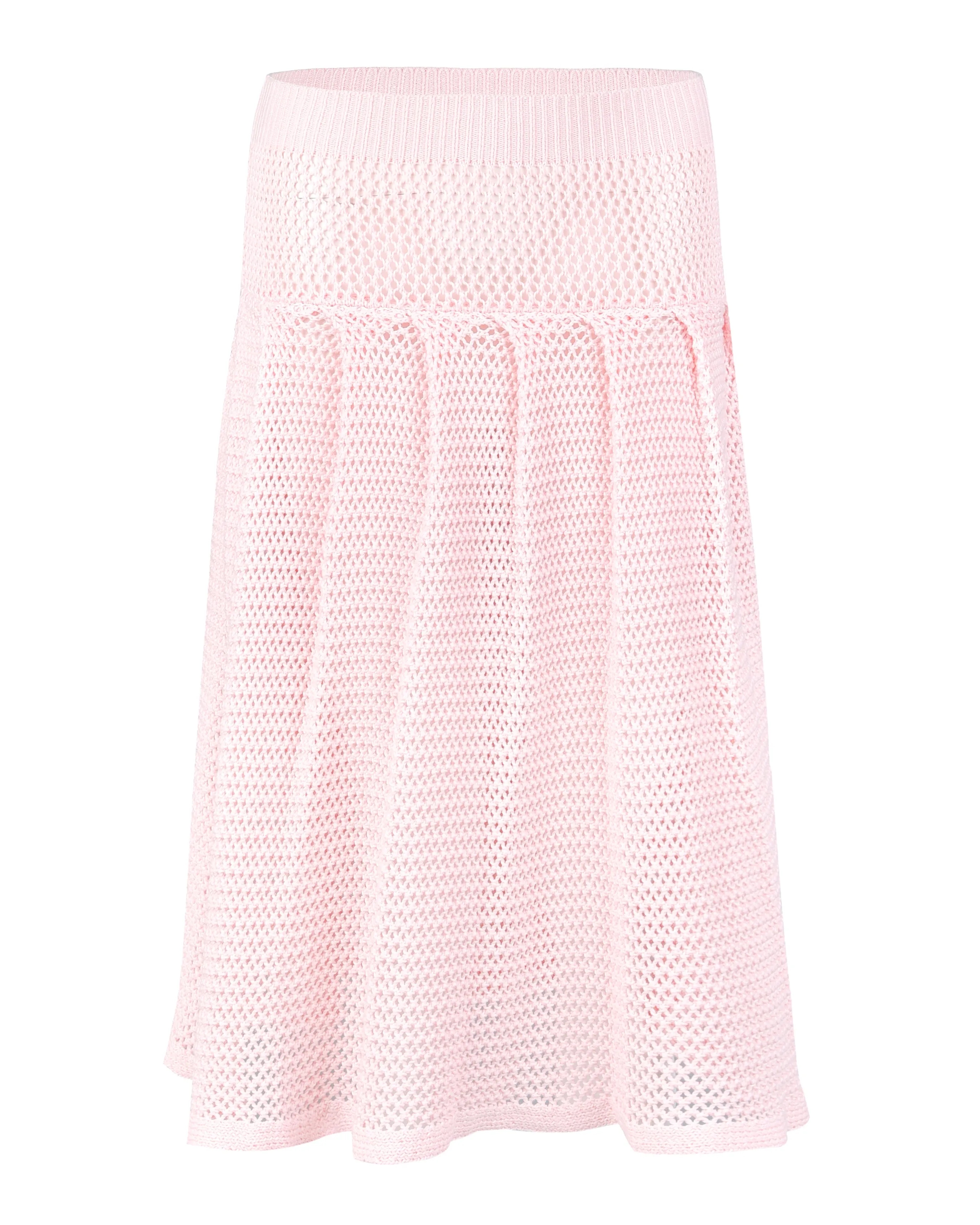Crochet Pleat Midi Skirt - Soft Pink sold by My Mum Made It