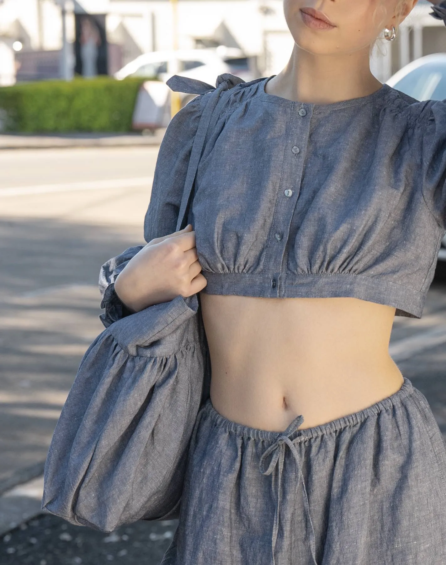 Bubble Gather Tote Bag - Denim Blue sold by My Mum Made It product image thumbnail 3