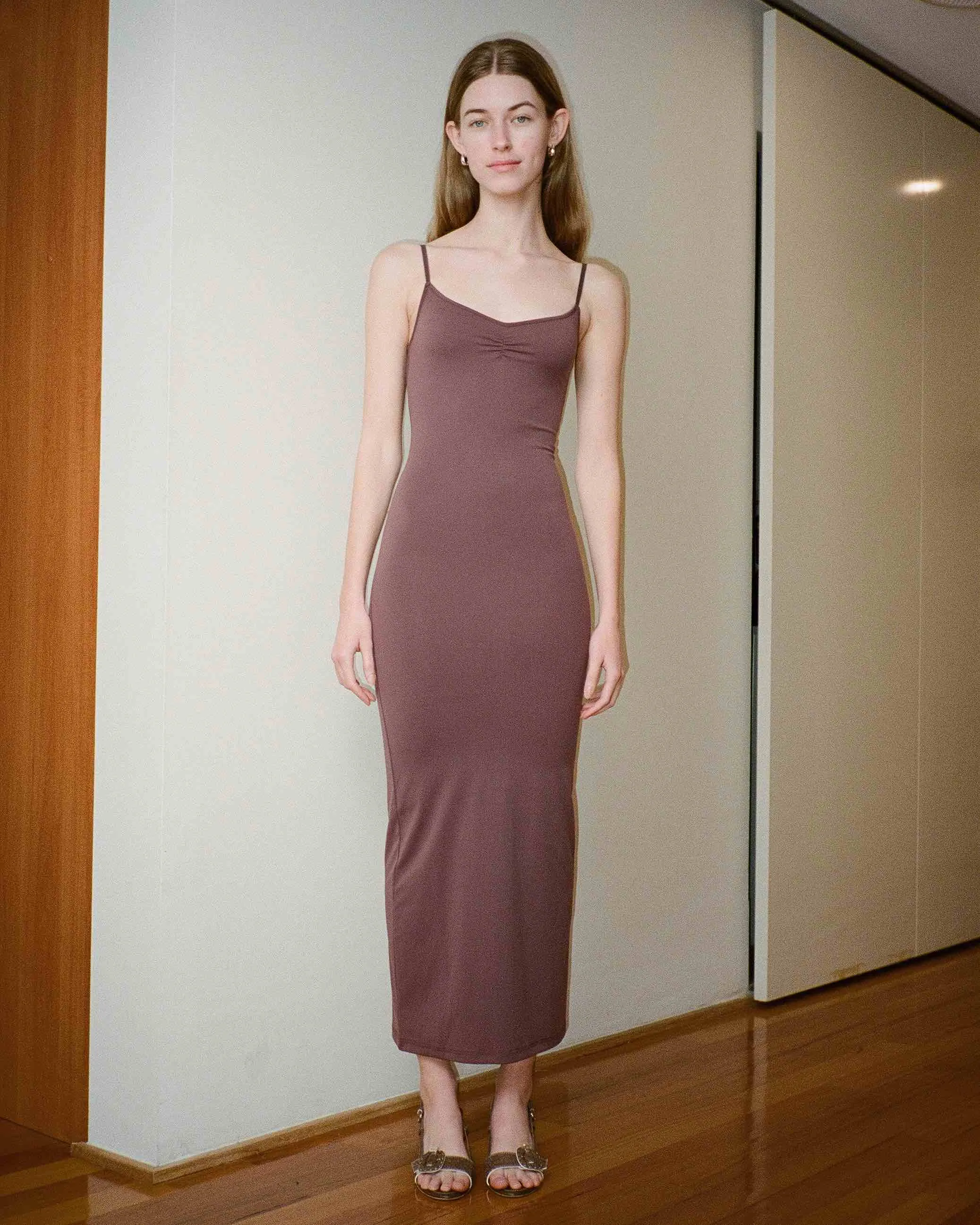 Gather Stretch Maxi Dress - Chocolate Cherry sold by My Mum Made It product image thumbnail 2
