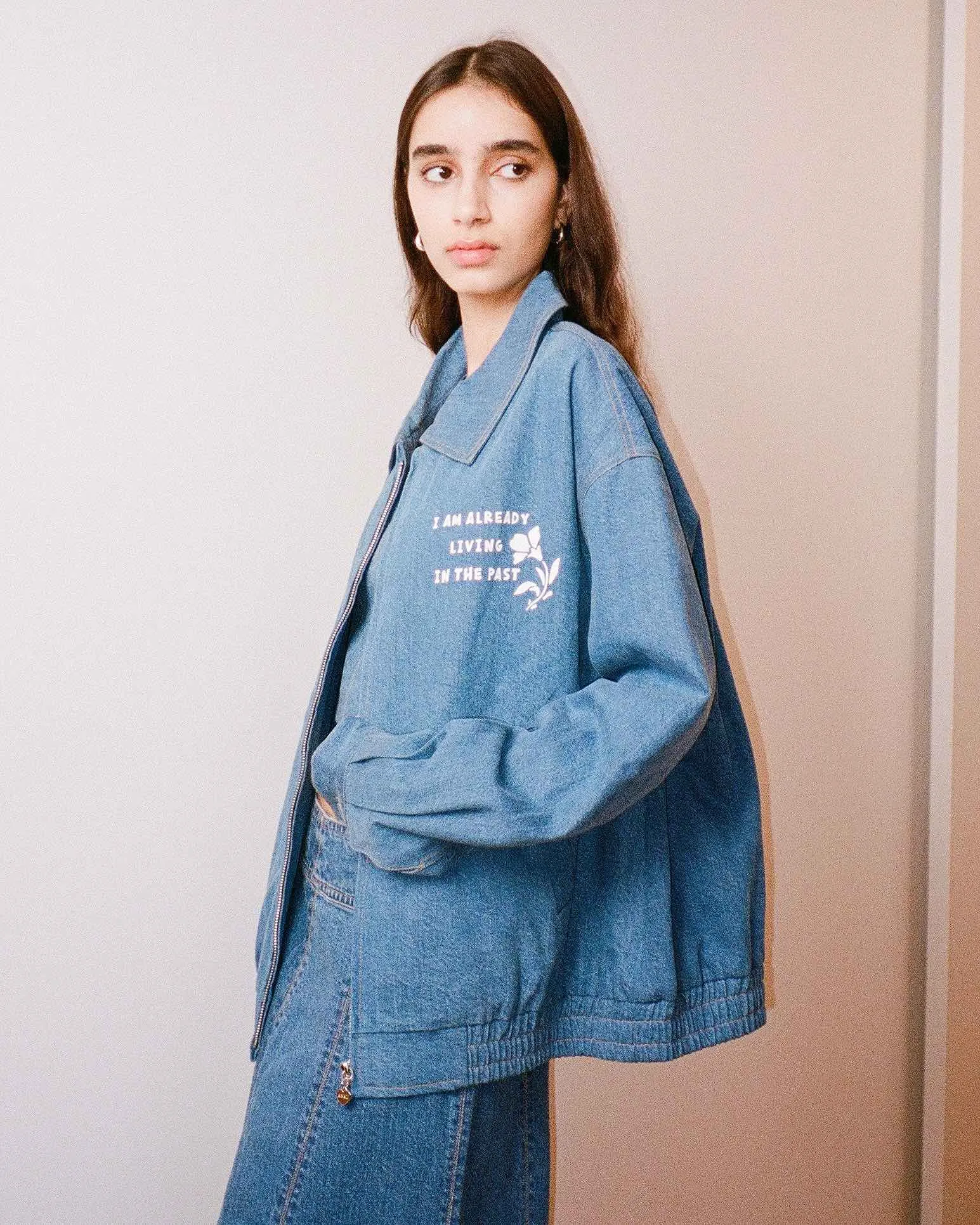 Print Denim Oversized Jacket - Darkwash sold by My Mum Made It product image thumbnail 2