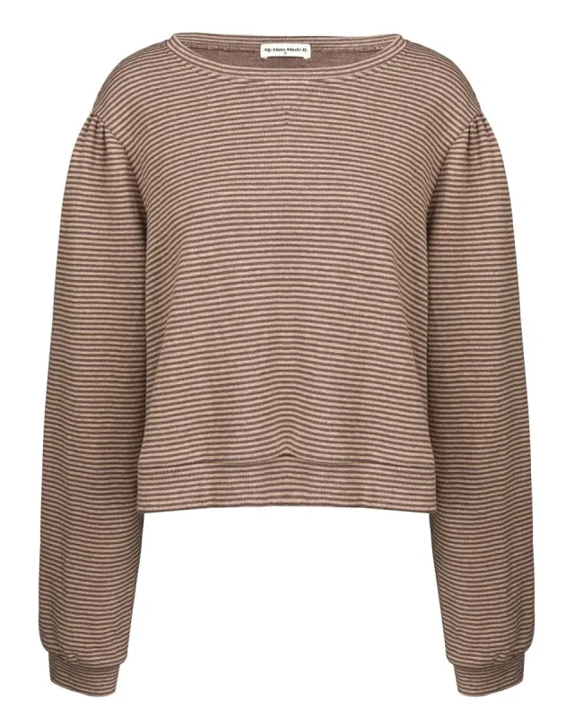 Fleece Logo Crewneck - Oak Stripe sold by My Mum Made It