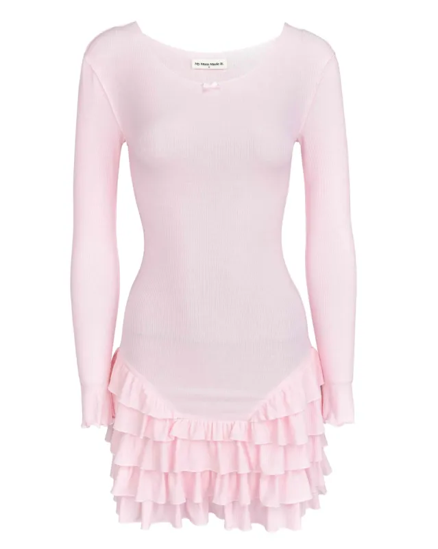 Frill Long Sleeve Dress - Pink sold by My Mum Made It