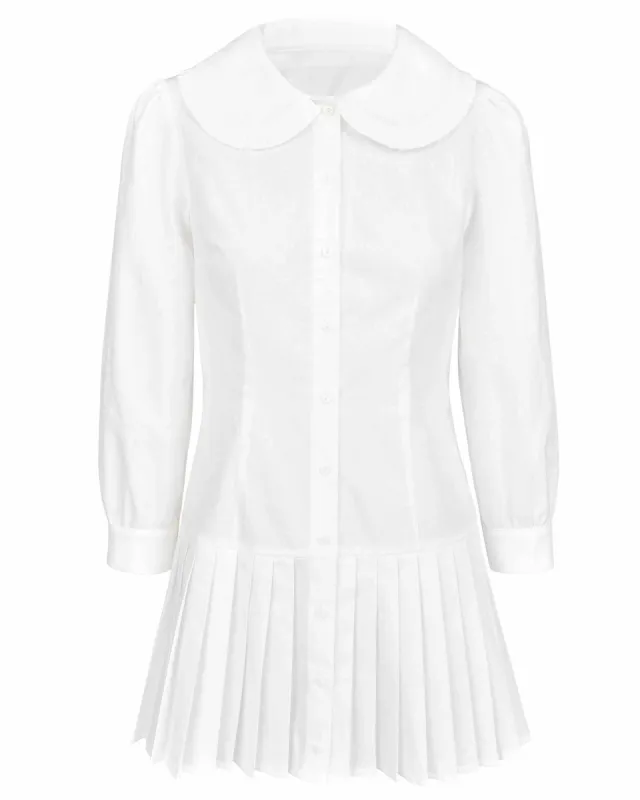 Pleat Shirt Dress - White sold by My Mum Made It