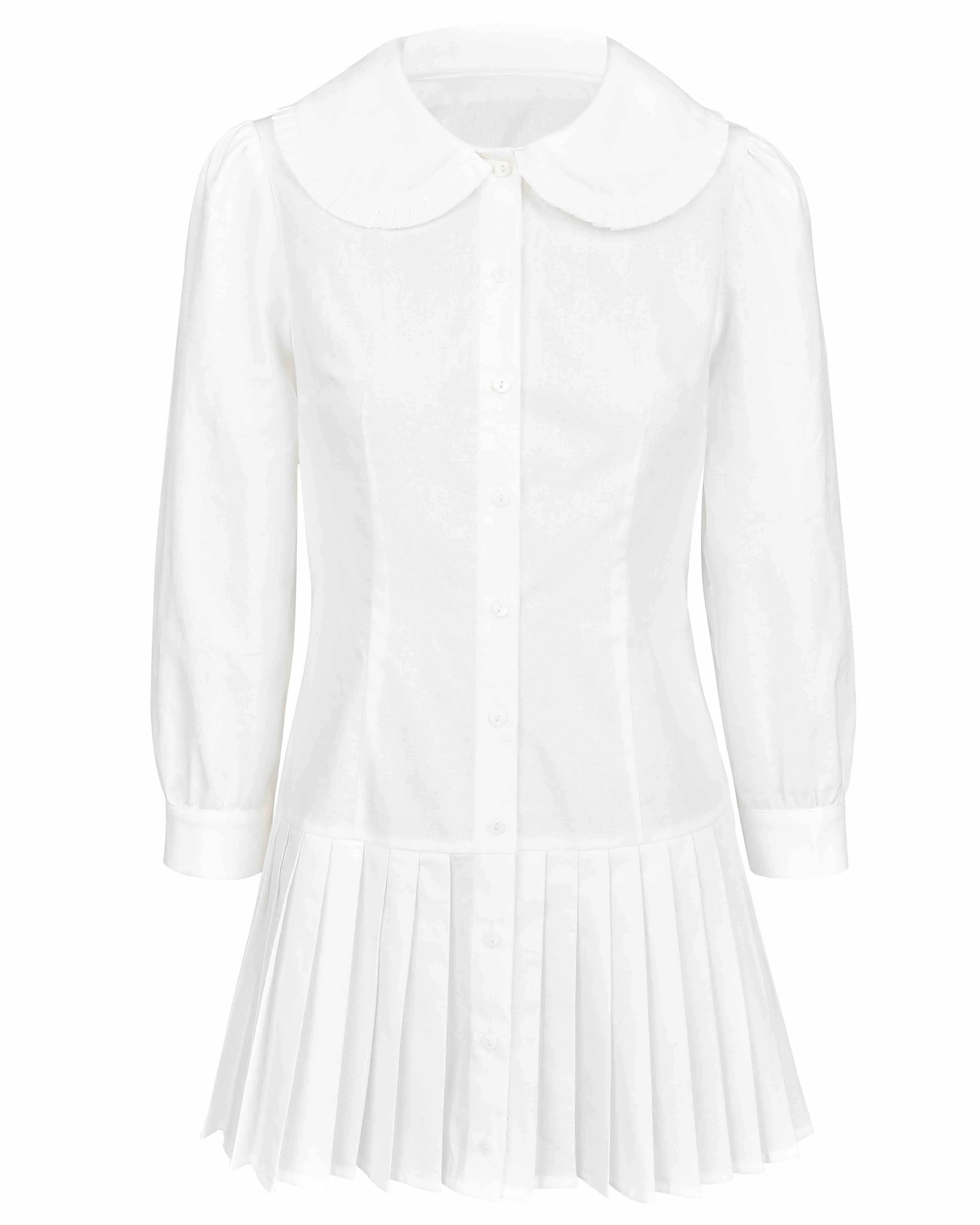 Pleat Shirt Dress - White sold by My Mum Made It