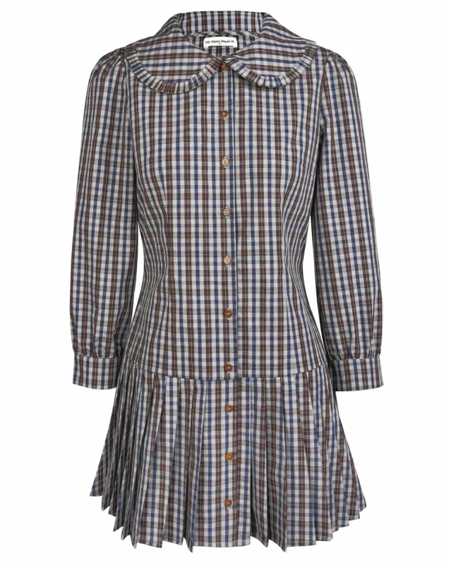 Pleat Shirt Dress - Dark Check sold by My Mum Made It