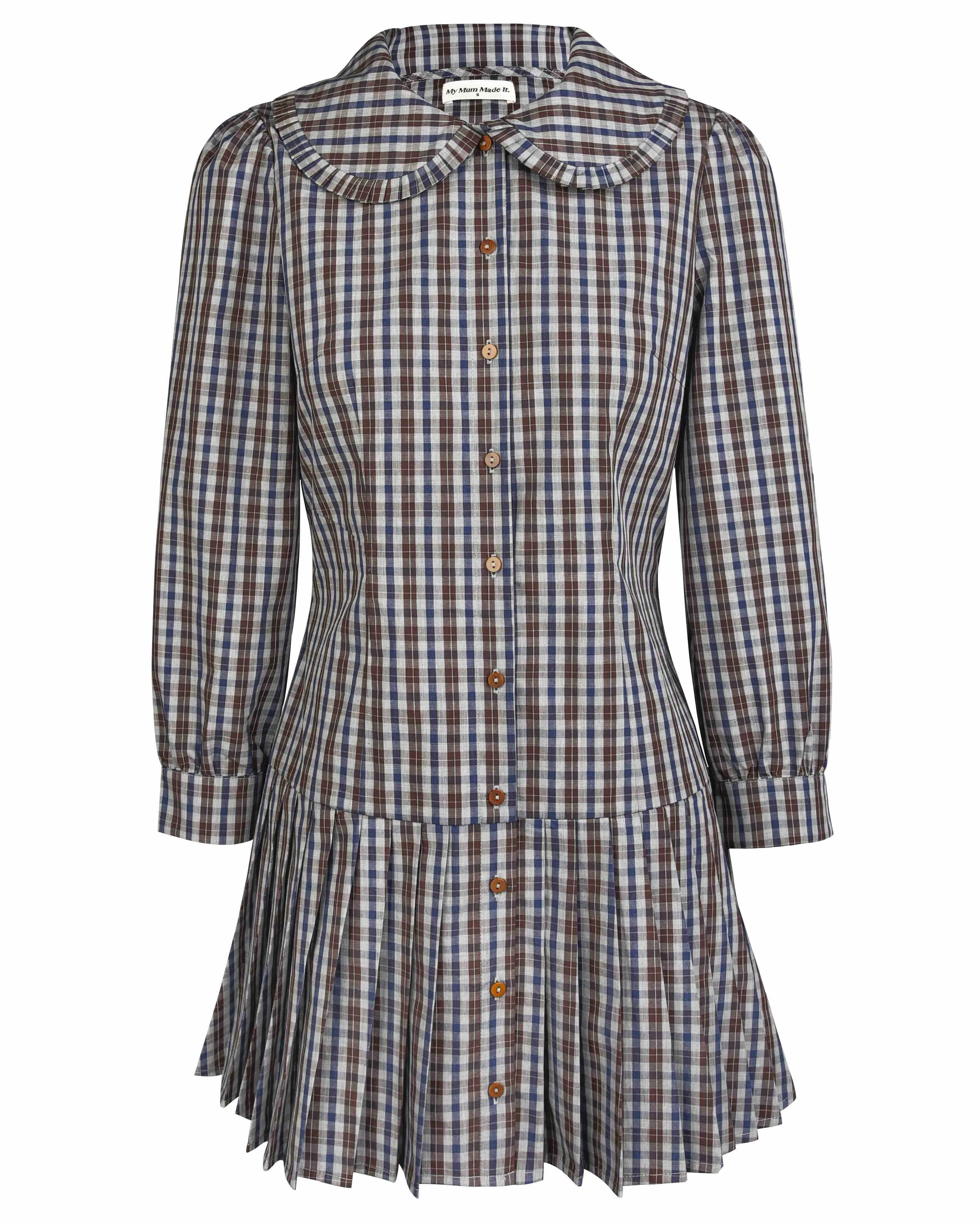 Pleat Shirt Dress - Dark Check sold by My Mum Made It