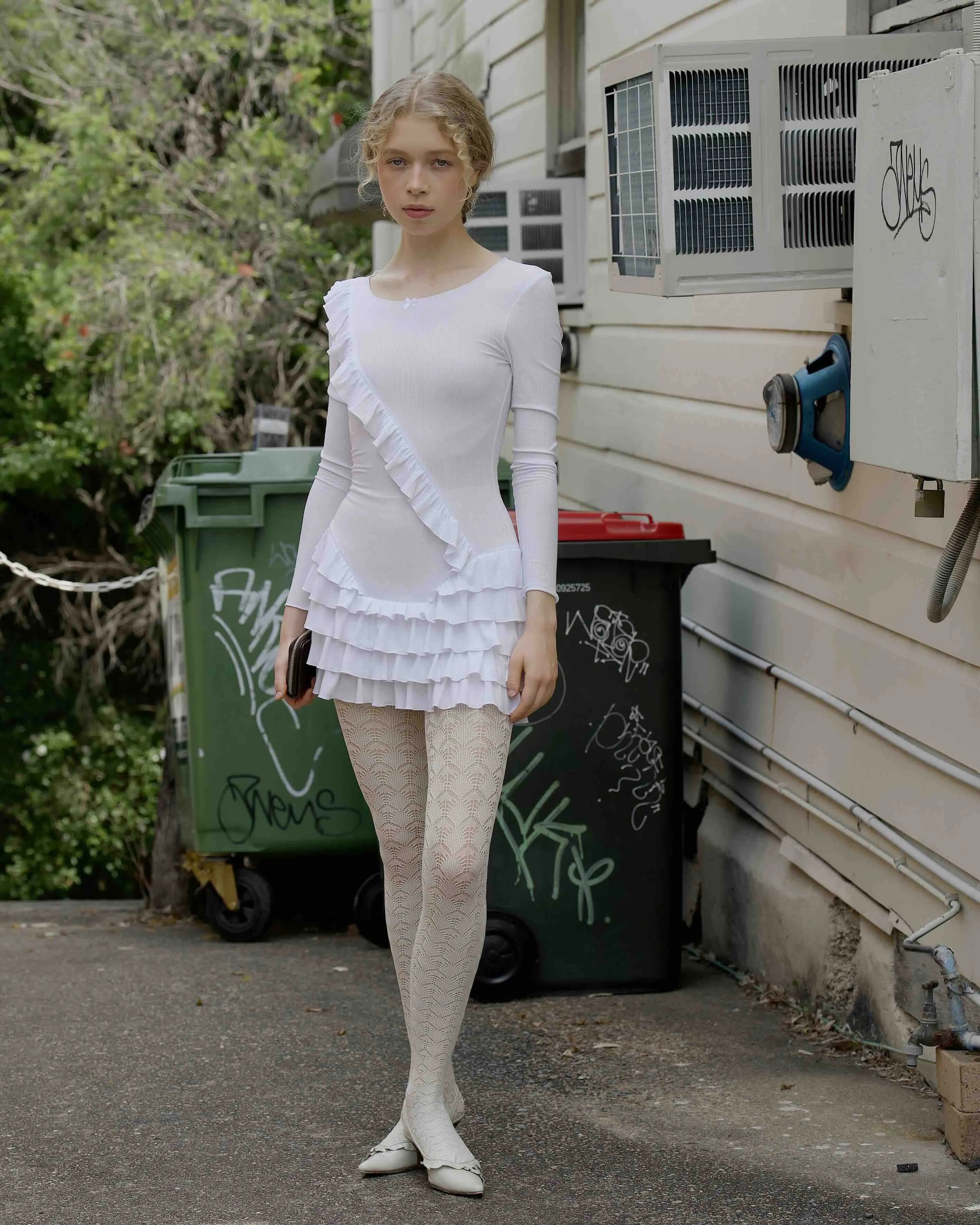 Frill Sash Dress - White sold by My Mum Made It product image thumbnail 2